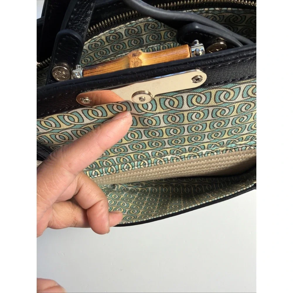 Spartina‎ 449  Off White Straw Black Leather Handbag Matching